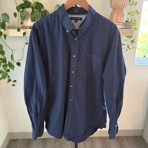 Tommy Hilfiger Navy Button-Down Shirt XL, Long Sleeve, Classic Fit, 100% Cotton